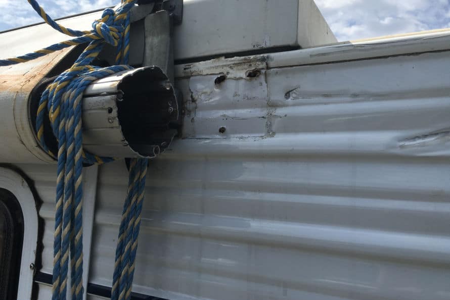 Caravan insurance repairs - wind damage to awning